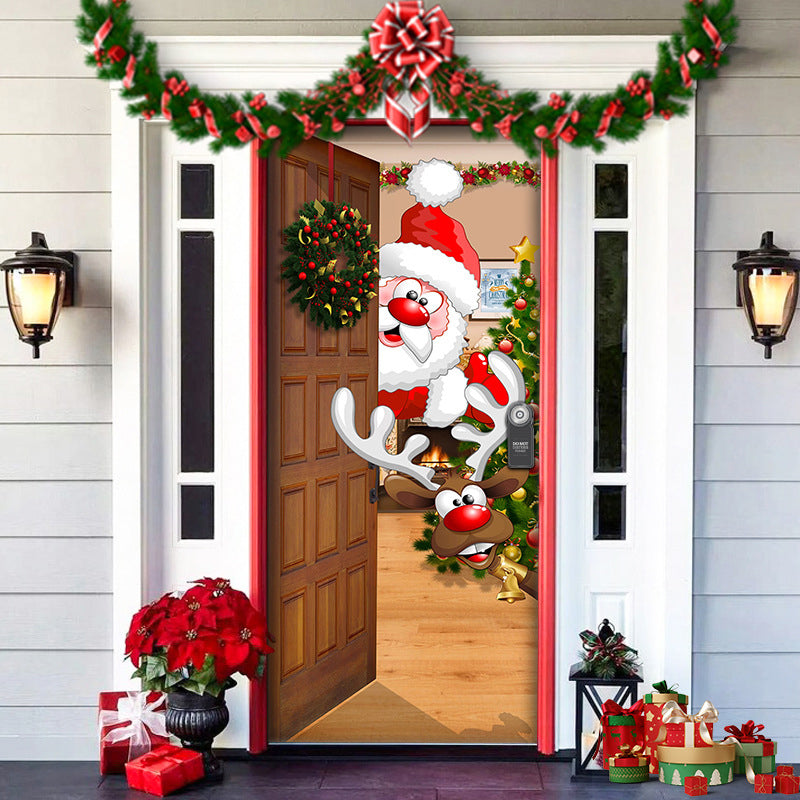 Yeouu | Christmas Door Decoration | Fabric Door Cover | Washable & Reusable