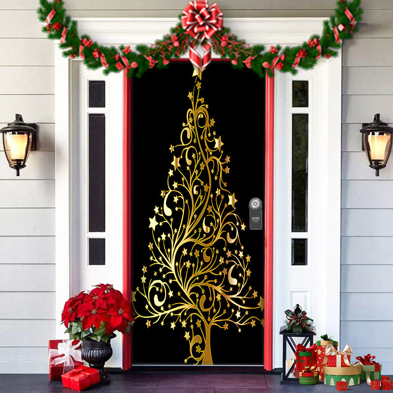 Yeouu | Christmas Door Decoration | Fabric Door Cover | Washable & Reusable