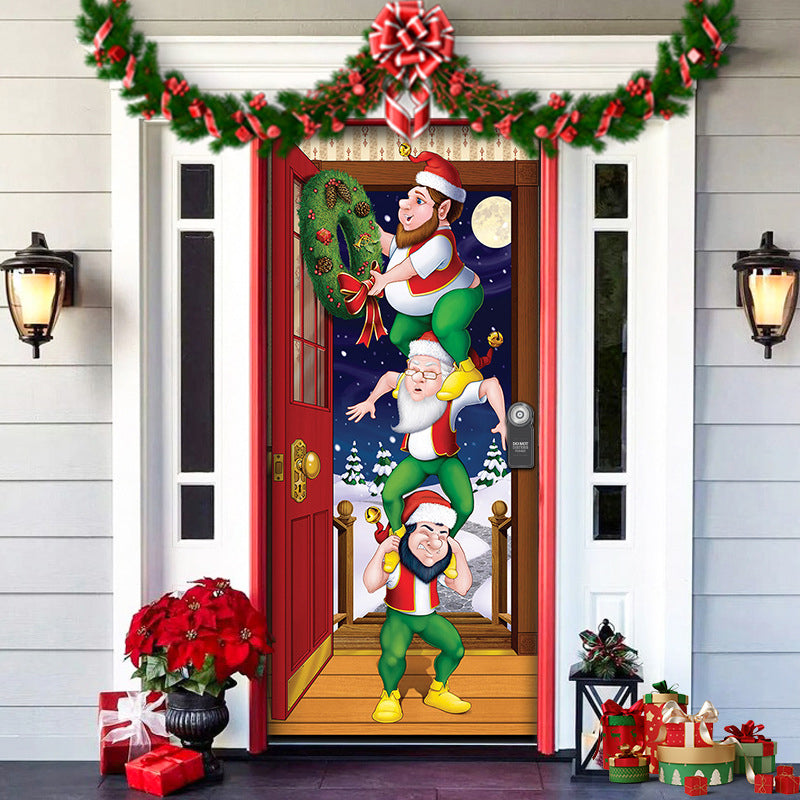 Yeouu | Christmas Door Cover | Fabric Front Door Decoration | Washable & Reusable | 91×203cm
