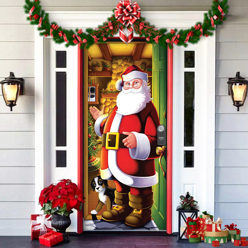 Yeouu | Christmas Door Cover | Fabric Front Door Decoration | Washable & Reusable | 91×203cm