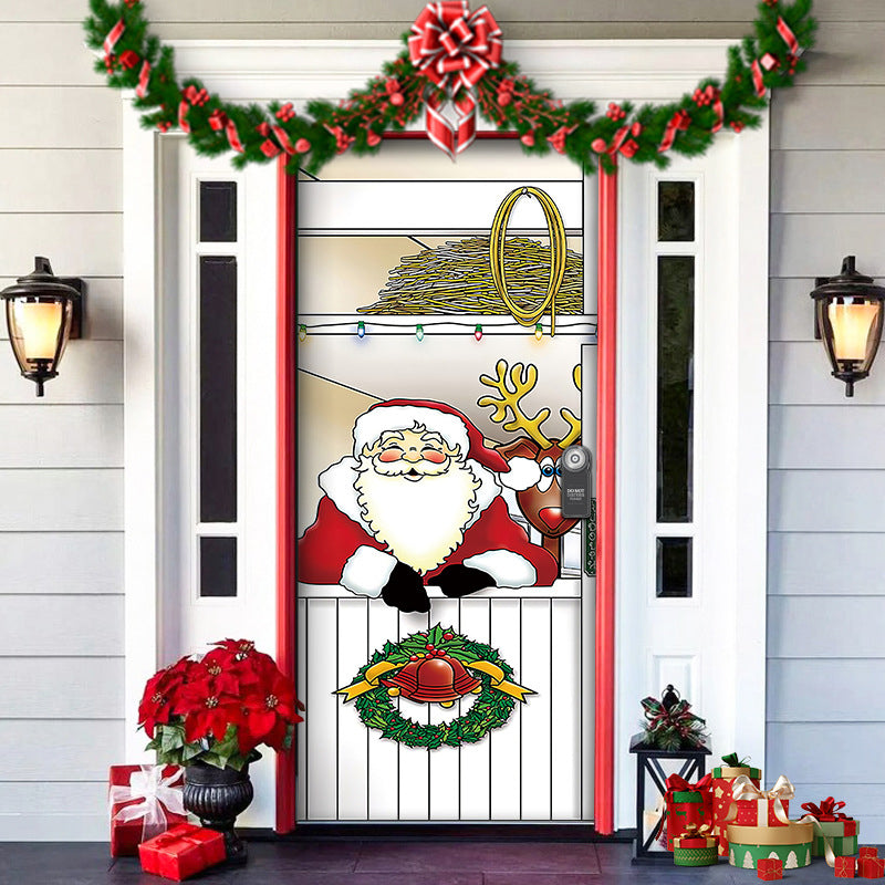 Yeouu | Christmas Door Cover | Fabric Front Door Decoration | Washable & Reusable | 91×203cm