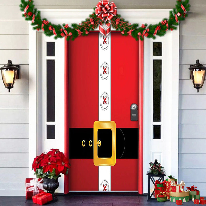 Yeouu | Christmas Door Decoration | Fabric Door Cover | Washable & Reusable
