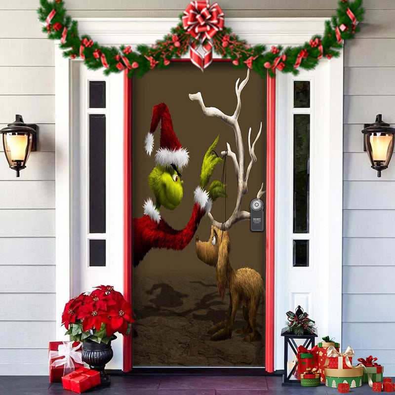 Yeouu | Christmas Door Cover | Fabric Front Door Decoration | Washable & Reusable | 91×203cm