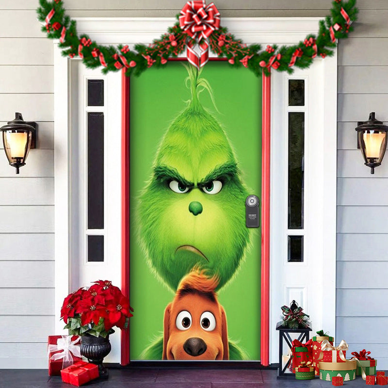 Yeouu | Christmas Door Cover | Fabric Front Door Decoration | Washable & Reusable | 91×203cm