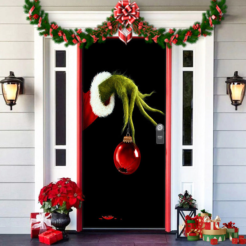 Yeouu | Christmas Door Cover | Fabric Front Door Decoration | Washable & Reusable | 91×203cm