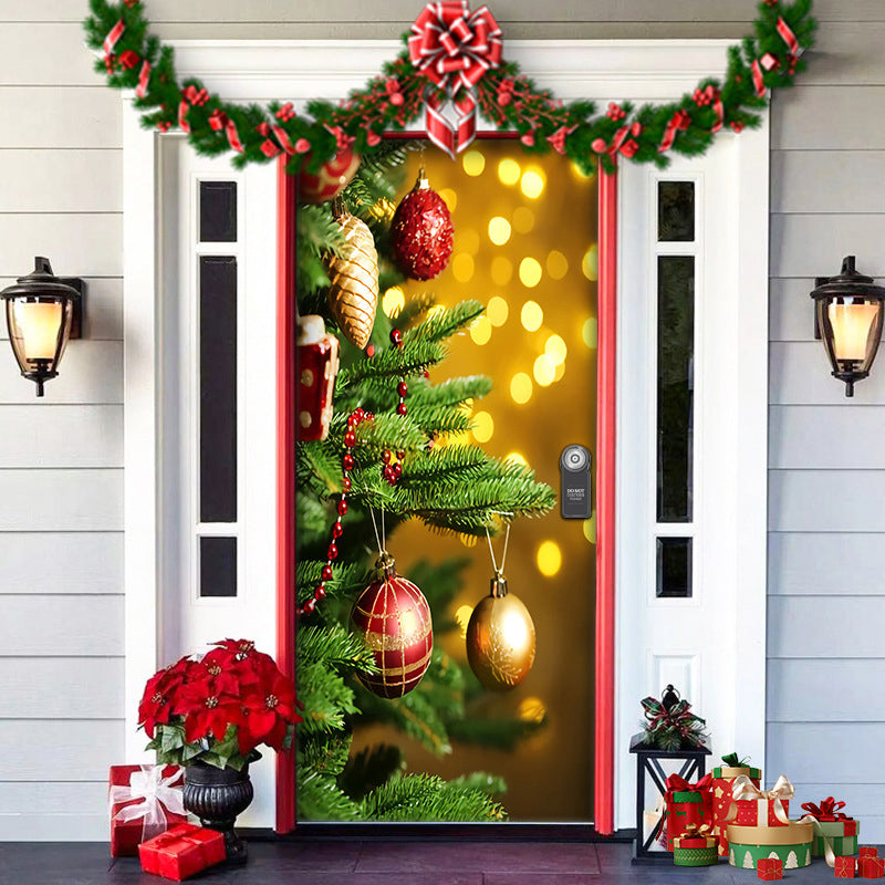 Yeouu | Christmas Door Decoration | Fabric Door Cover | Washable & Reusable