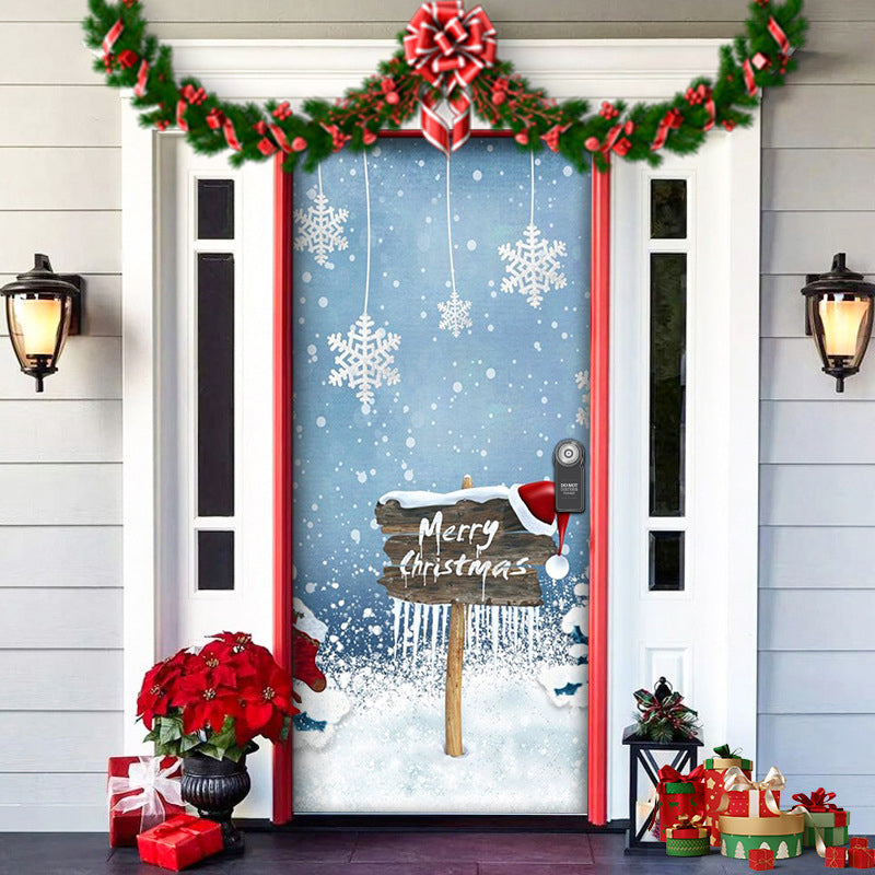 Yeouu | Christmas Door Cover | Fabric Front Door Decoration | Washable & Reusable | 91×203cm
