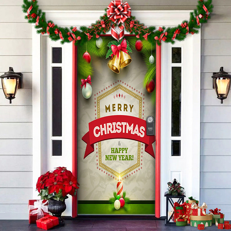 Yeouu | Christmas Door Decoration | Fabric Door Cover | Washable & Reusable