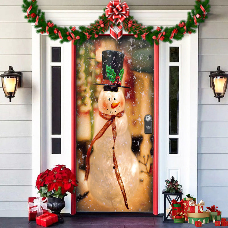 Yeouu | Christmas Door Decoration | Fabric Door Cover | Washable & Reusable