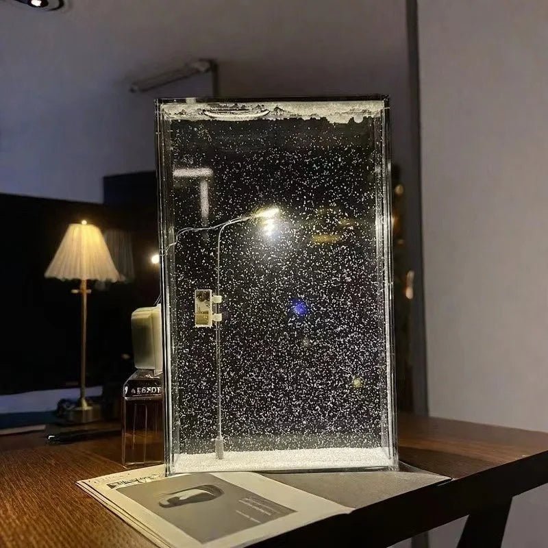 Yeouu | Snowy Scene Night Lights – DIY Christmas Street Lamp with Flowing Snow Effect for Magical Holiday Desktop Décor