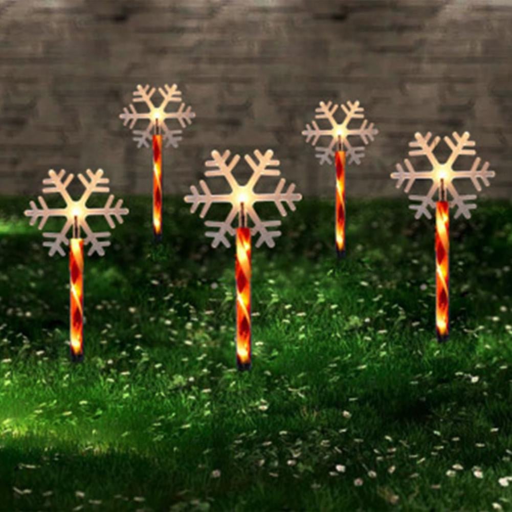 Yeouu | Solar Snowflake Christmas Tree Garden Lights – 5pcs. Waterproof LED Stake Lights for Magical Outdoor Christmas Décor and Year-Round Lawn Illumination