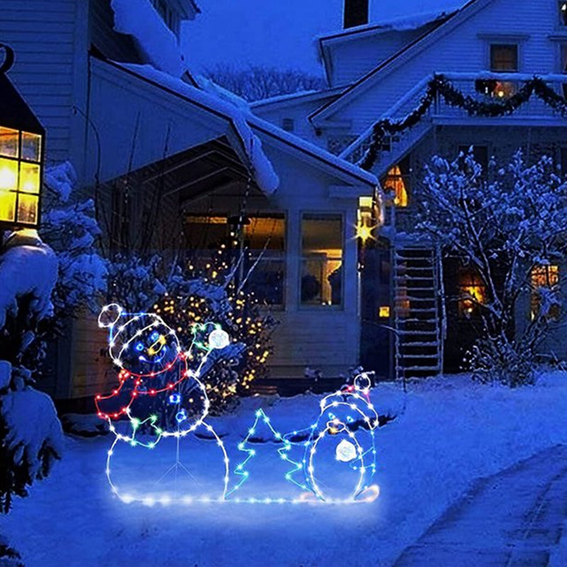 Yeouu | Animated LED Snowball Fight Light | Outdoor Snowman & Penguin Christmas Decor