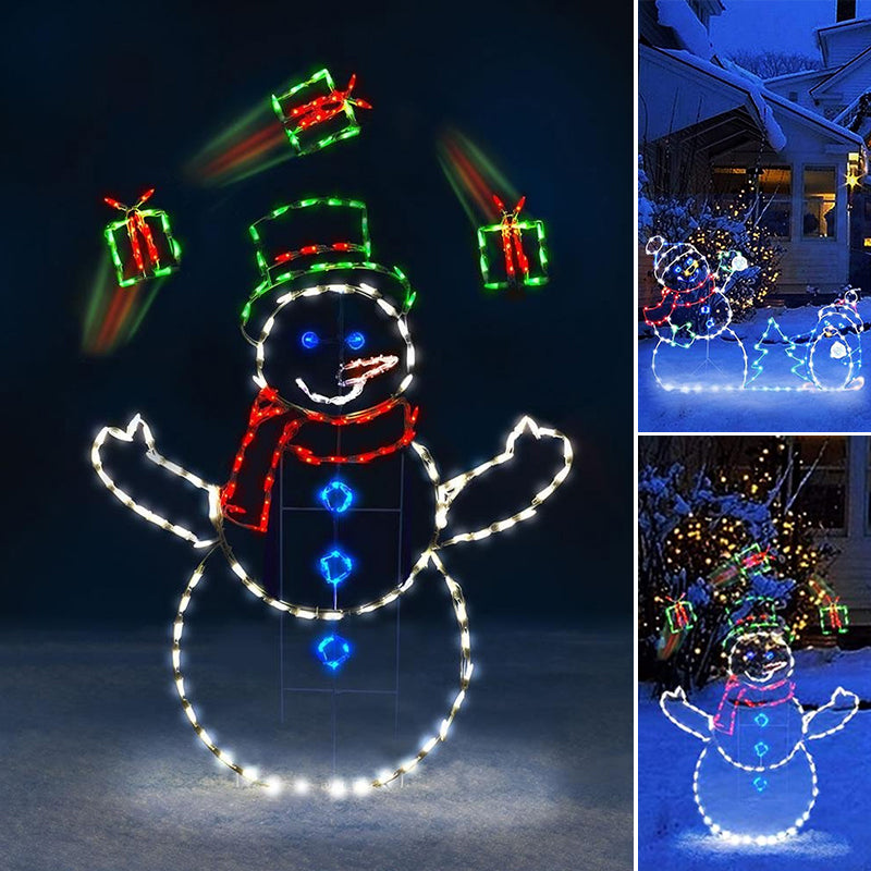 Yeouu | Animated LED Snowball Fight Light | Outdoor Snowman & Penguin Christmas Decor