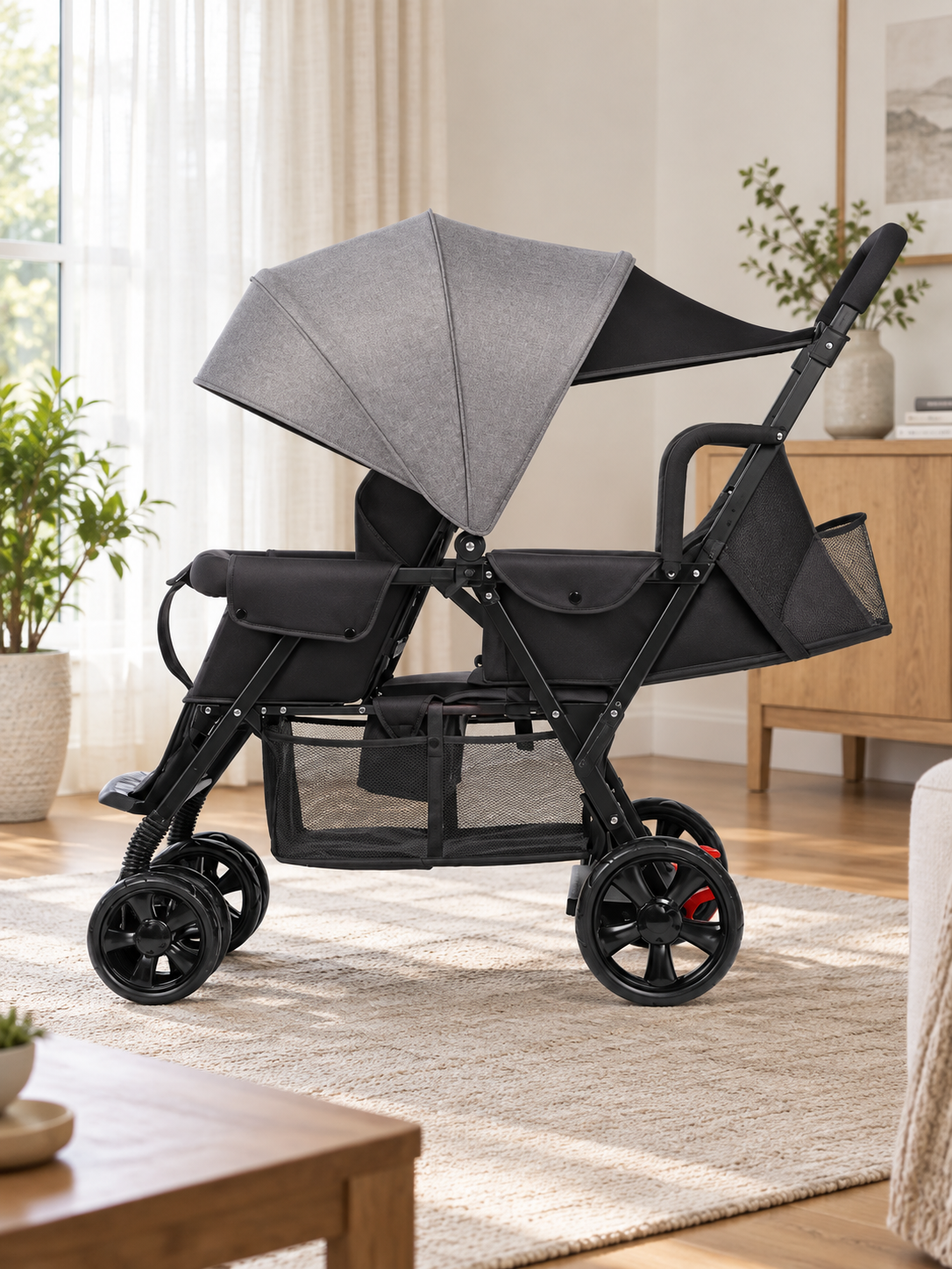 Tandem Trail Double Stroller with Removable Rear Seat