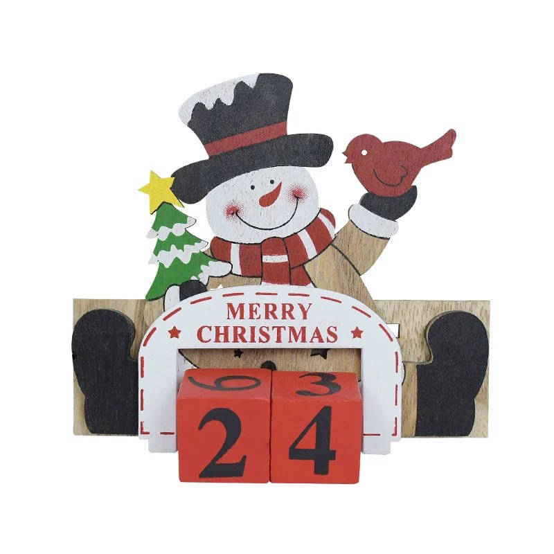 Yeouu | Wooden Painted Christmas Countdown Calendar – Festive Christmas Home Decor & New Year Countdown Gift