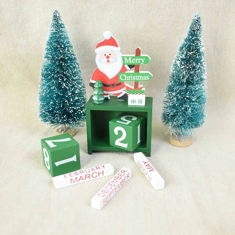 Yeouu | Wooden Painted Christmas Countdown Calendar – Festive Christmas Home Decor & New Year Countdown Gift